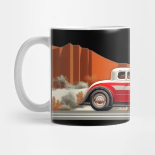 Hot Rod Desert Runner Custom Classic Car Retro Style Chopped Top Moon Hub Caps Desert Street Scene Hot Rod Mug